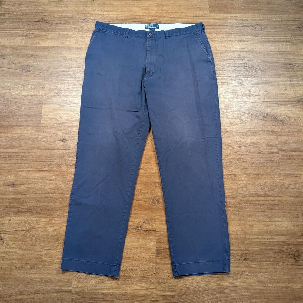 VTG Polo Ralph Lauren Chino Pants Mens 40x32(31) Blue Cotton Straight Preppy